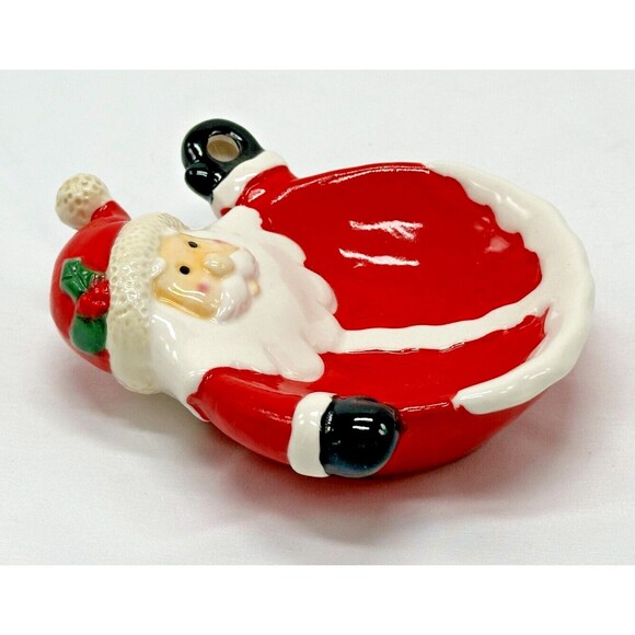 VINTAGE Ganz Santa Claus Face - Christmas Candy/Trinket Dish Plate Ashtray 5" - Picture 2 of 9